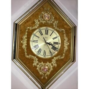 Vintage 1960’s Empire Arts Rococo Regency Fur Wall Clock “Works”